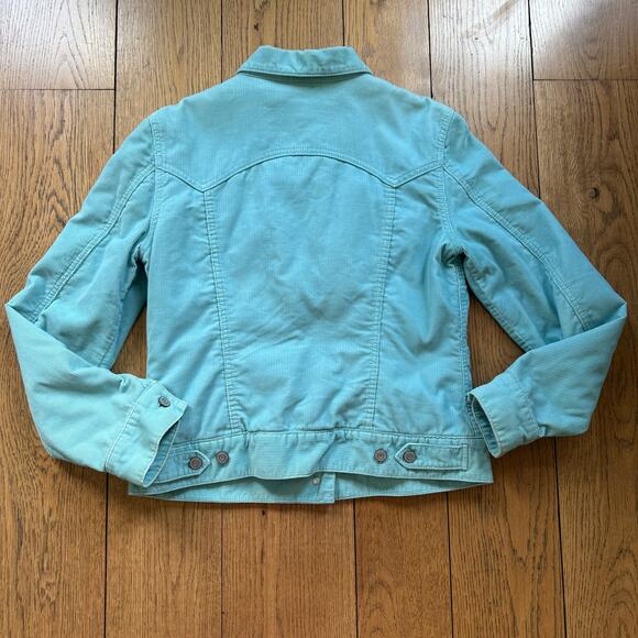 Gap Corduroy Trucker Jacket Women SZ M Aqua Blue Sherpa Cozy Fall Western - Picture 2 of 11